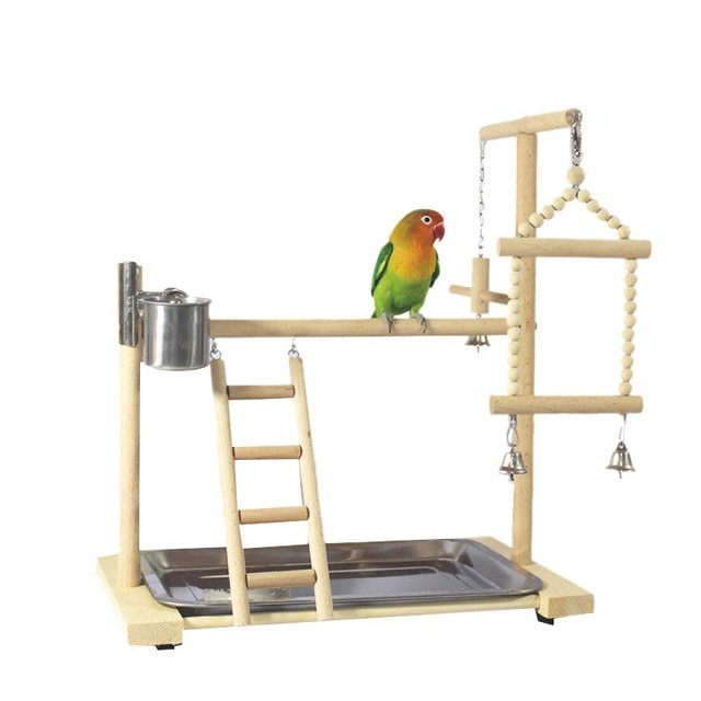 Wooden Small Cockatiel Floor Parrot Standing Stand - Image 4