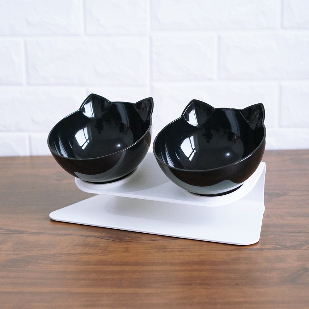 Non Slip Double Cat Bowl With Raised Stand Pet Food Cat Feeder Protect Cervical Vertebra Dog Bowl Transparent Pet Products - Image 7