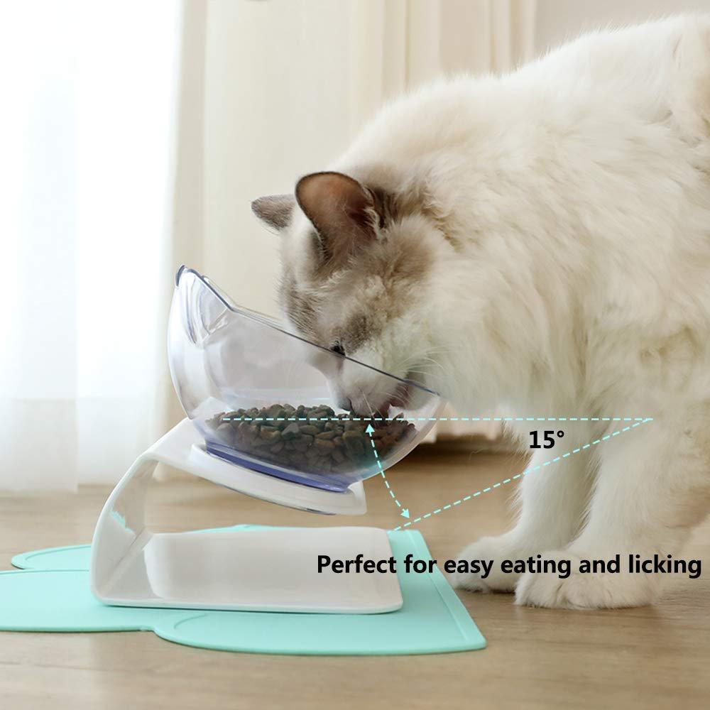 Non Slip Double Cat Bowl With Raised Stand Pet Food Cat Feeder Protect Cervical Vertebra Dog Bowl Transparent Pet Products - Image 6